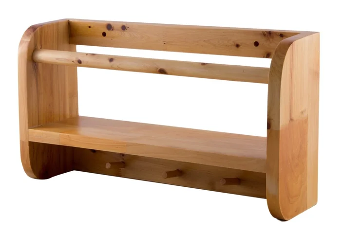 18 ” Wall Mounted Wooden Shelf & Hooks Bathroom Accessory