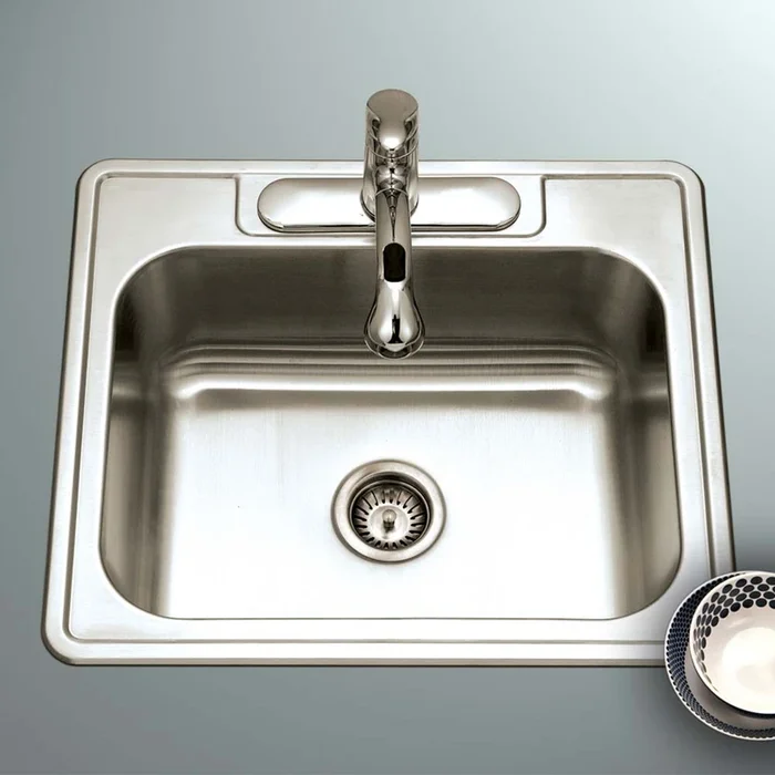 25 ” x 22 ” Stainless Steel Topmount 3-hole Single Bowl Kitchen Sink