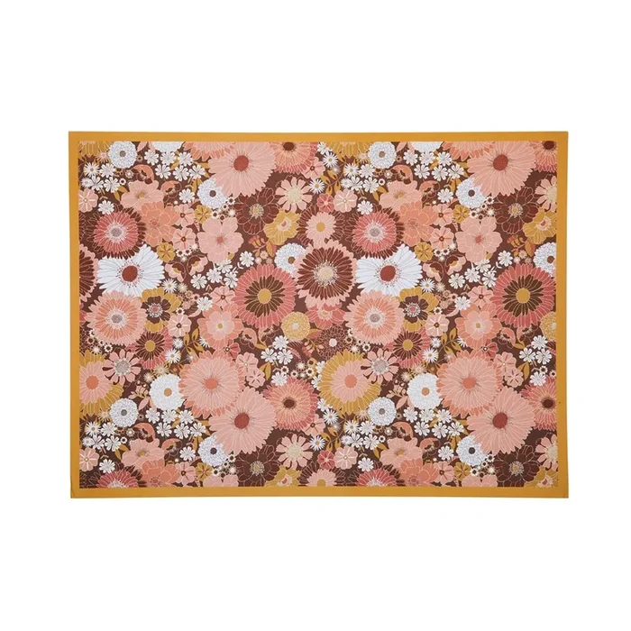 70’s Floral Rust Paper Placemats Pack of 50