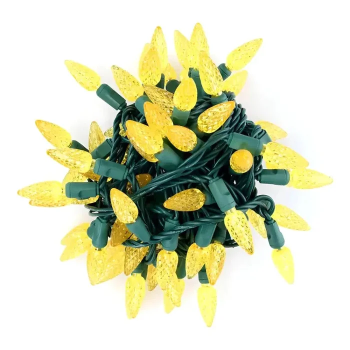 70 C6 Gold LED Christmas Lights, 4 ” Spacing