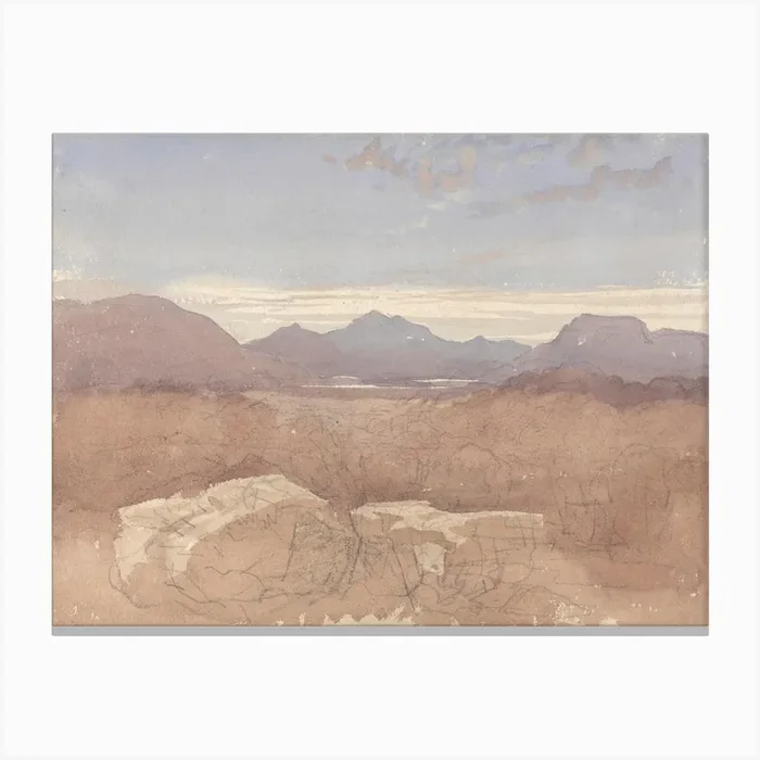 A Mountainous View, North Wales, David Cox Canvas Print by Fy! Classic Art Prints and Posters