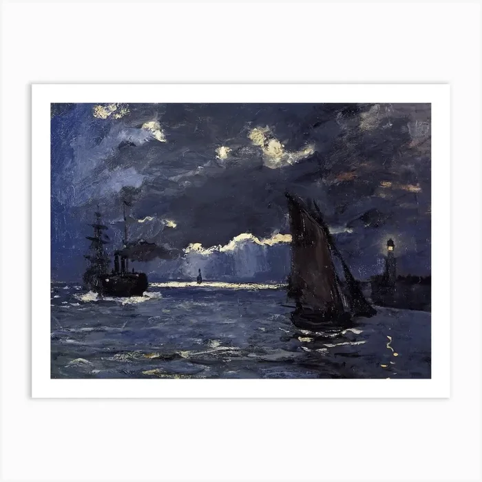 A Seascape, Shipping By Moonlight, Claude Monet Art Print by Fy! Classic Art Prints and Posters