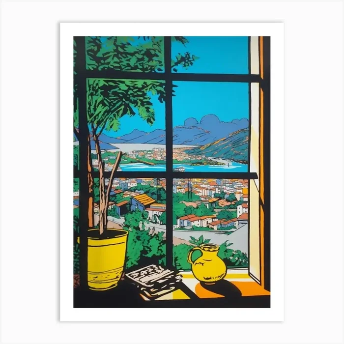 A Window View Of Rio De Janeiro In The Style Of Pop Art 1 Art Print by Urban Vistas