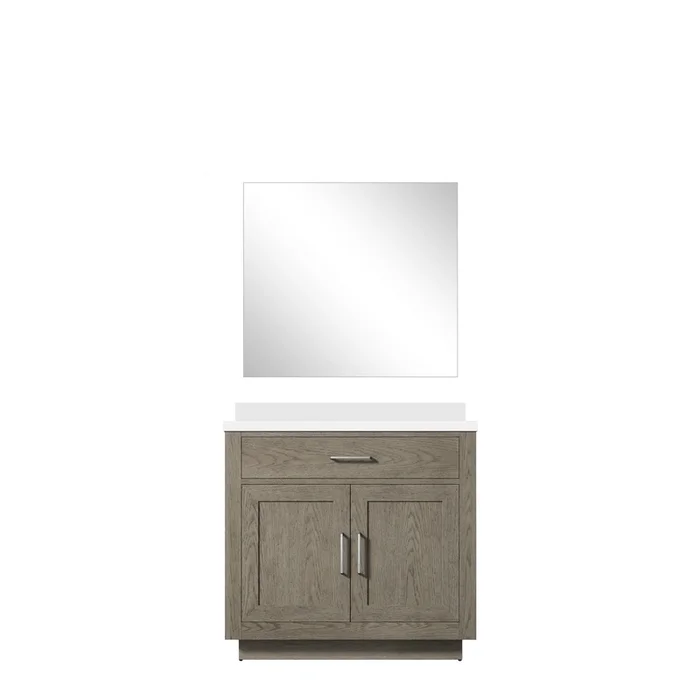 Abbey 36 in W x 22 in D Grey Oak Single Bath Vanity Cultured Marble Countertop and 34 in Mirror