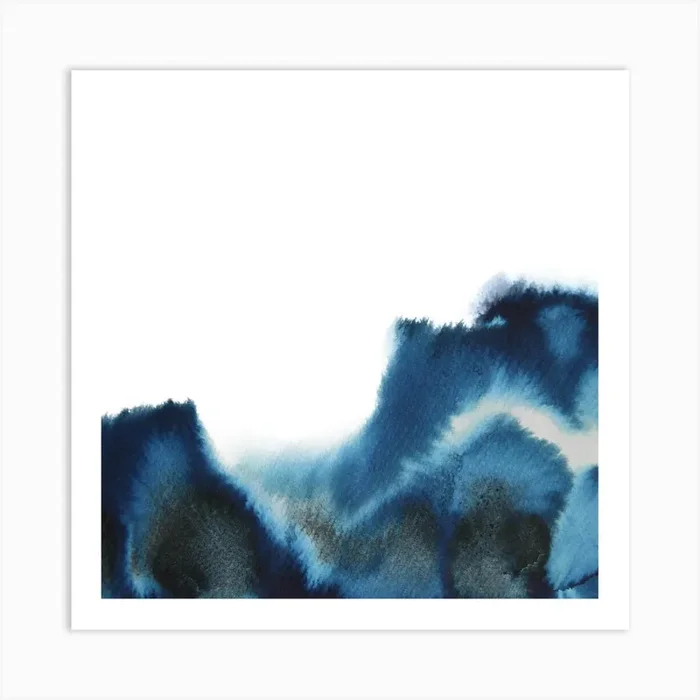 Abstract blue watercolor 1 Art Print by Whale’s Way