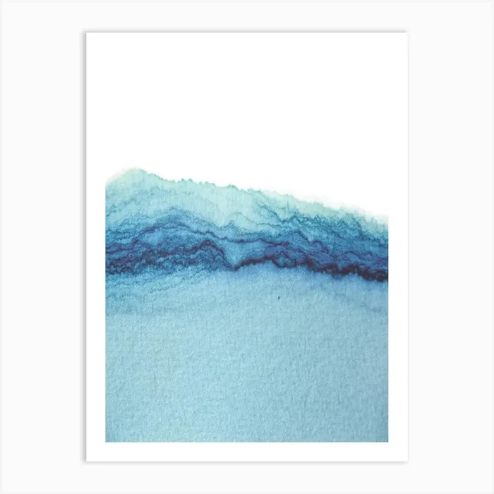 Abstract blue watercolor Art Print by Whale’s Way