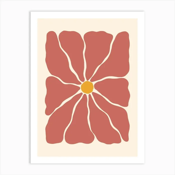 Abstract Flower 01 – Maroon Art Print by Fleur Folk
