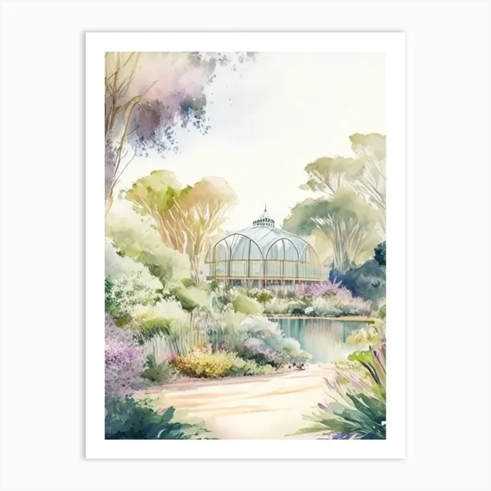 Adelaide Botanic Garden, Australia Pastel Watercolour Art PrintGO by Gardens of the World Art Prints & Posters
