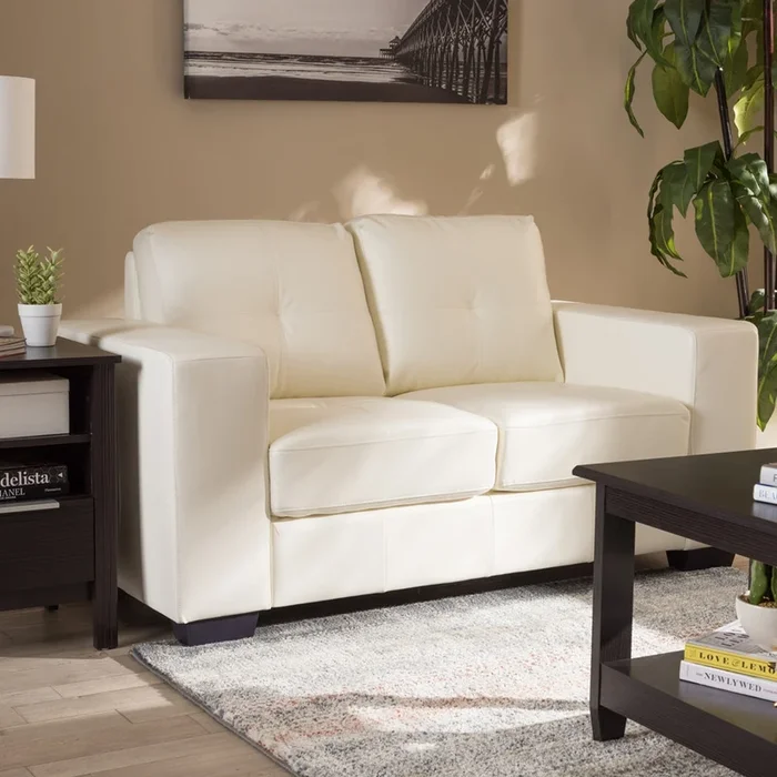 Adelyn White Faux Leather Loveseat
