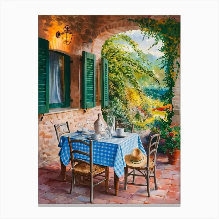 Al Fresco Dining, Table setting, oil painting Canvas Print by Jo Sherman