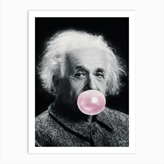 Albert blowing pink bubblegum Art Print by Underdott Art