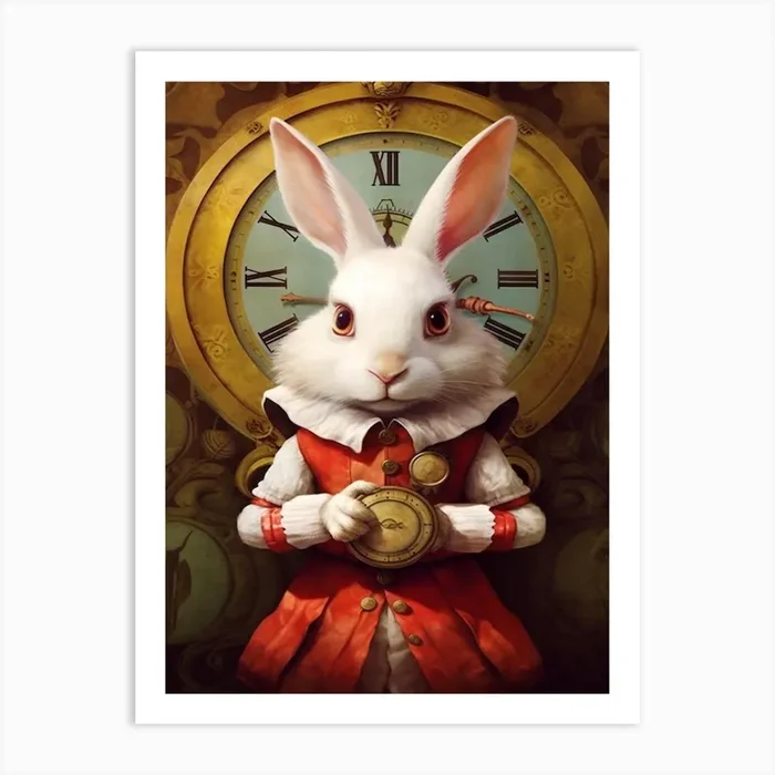 Alice In Wonderland The White Rabbit Kitsch 4 Art Print by Print Cult