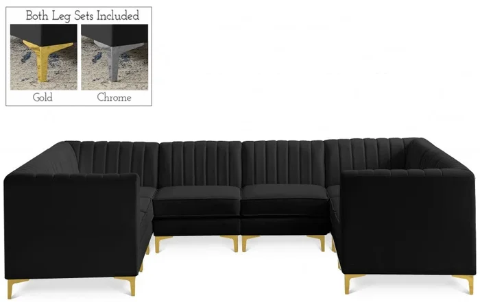 Alina 116.5 ” Velvet Upholstered 8pc. Modular Sectional