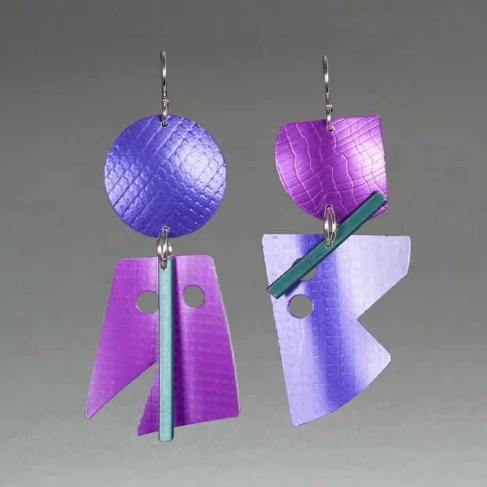 Alphabet D Earrings – Purple, Violet, & Turquoise