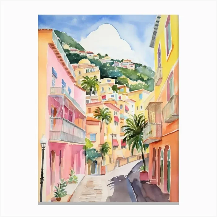 Amalfi, Italy Watercolour Streets 2 Canvas Print by MedArt