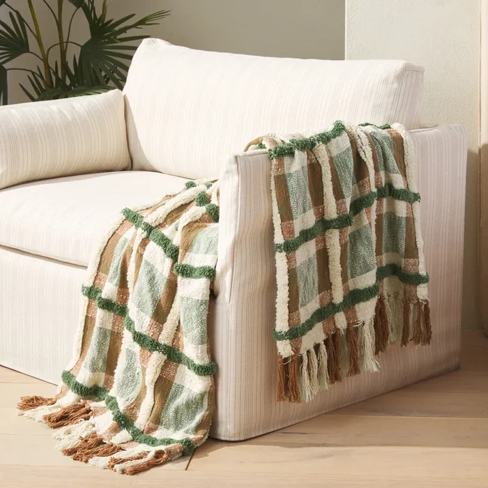 Ani Green & Brown Check Throw