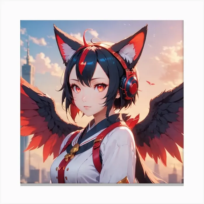 Anime Girl With Wings Canvas Print by AmbereenMiftah