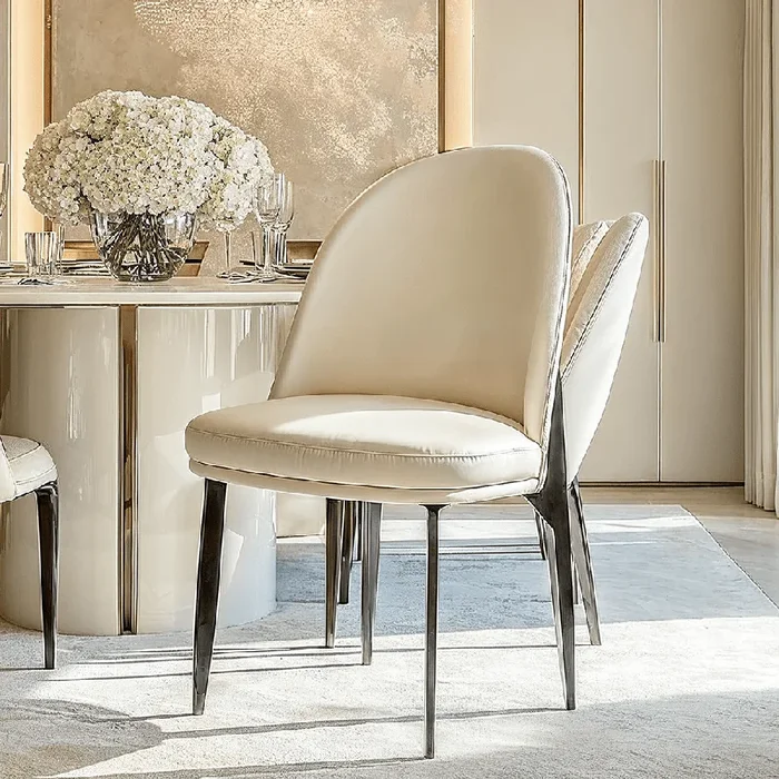 Apollonia Cream Leather & Black Dining Chair