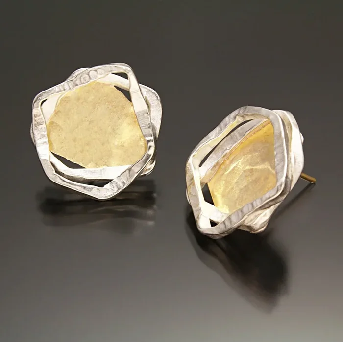 Aqua Stud Earrings – 18k Gold Posts