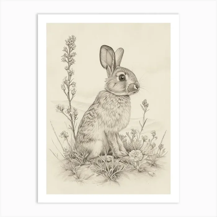 Argente Rabbit Drawing 3 Art Print by Ritual Art Prints