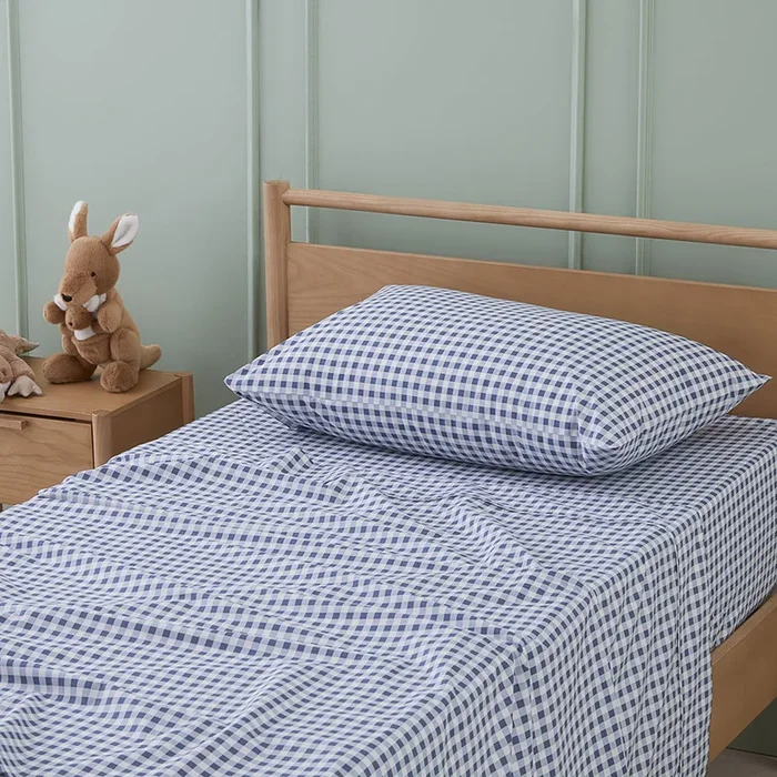 Arnie Gingham Navy Mint Sheet Set