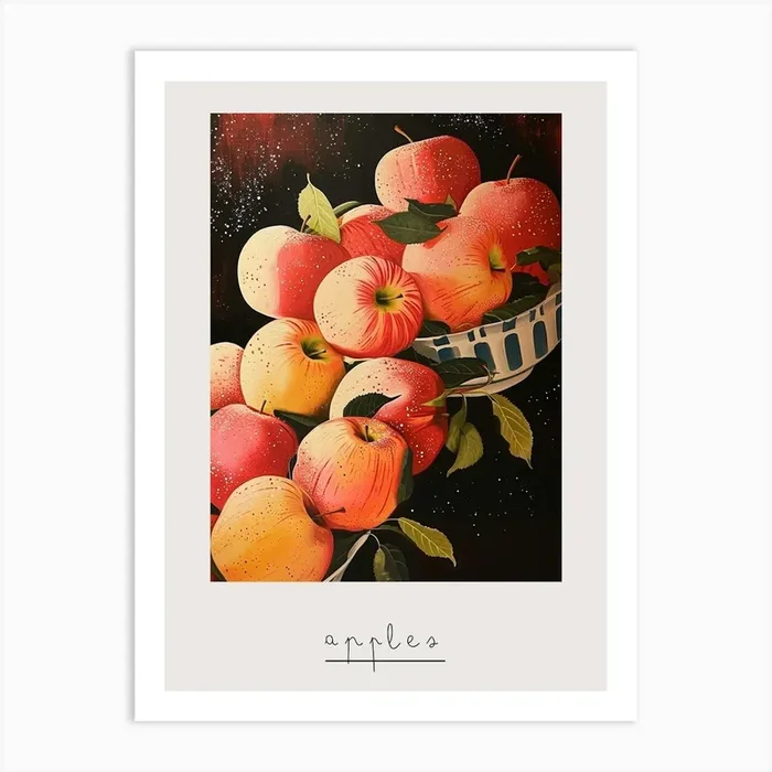 Art Deco Apples 1 Poster Art Print by Colourful Harvest