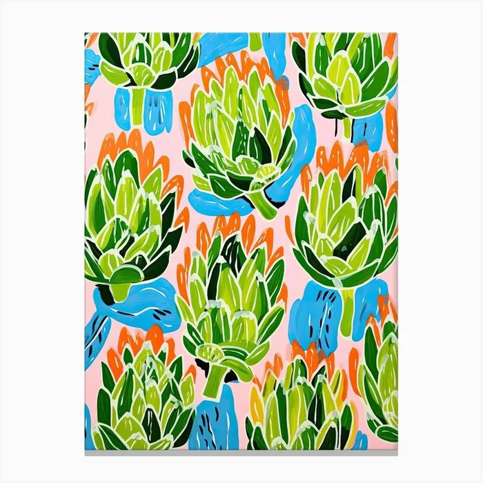 Artichokes Summer Illustration 1 Canvas Print by Dreamy Seasons Art