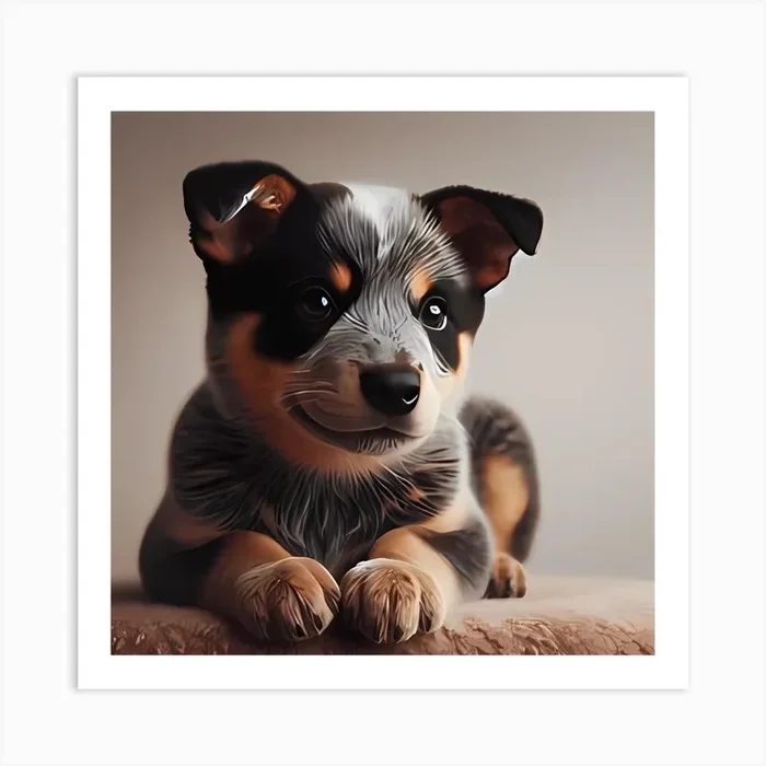 Australian Shepherd Puppy Art Print by Pixelverse