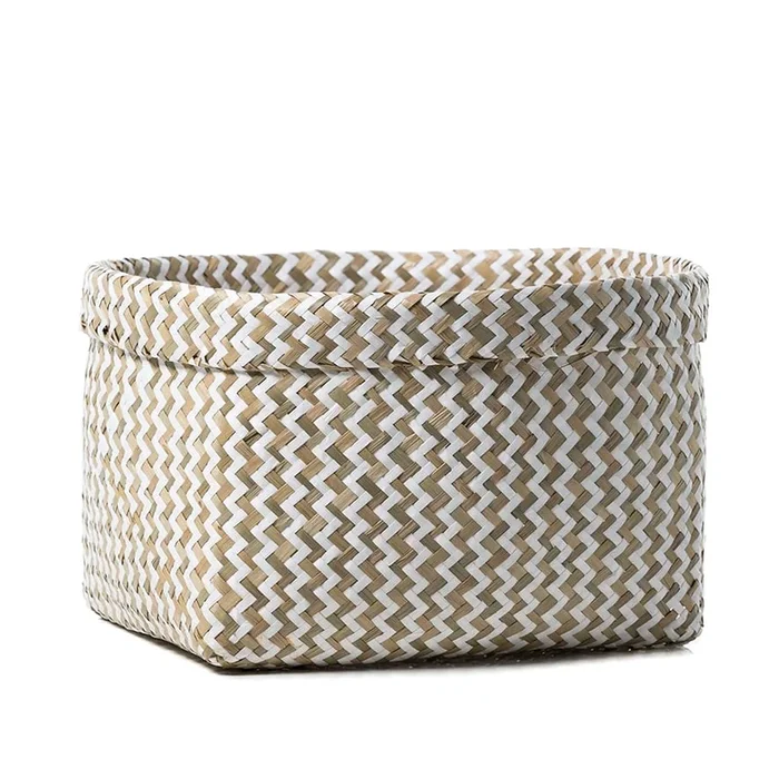 Aztec Oval Basket White