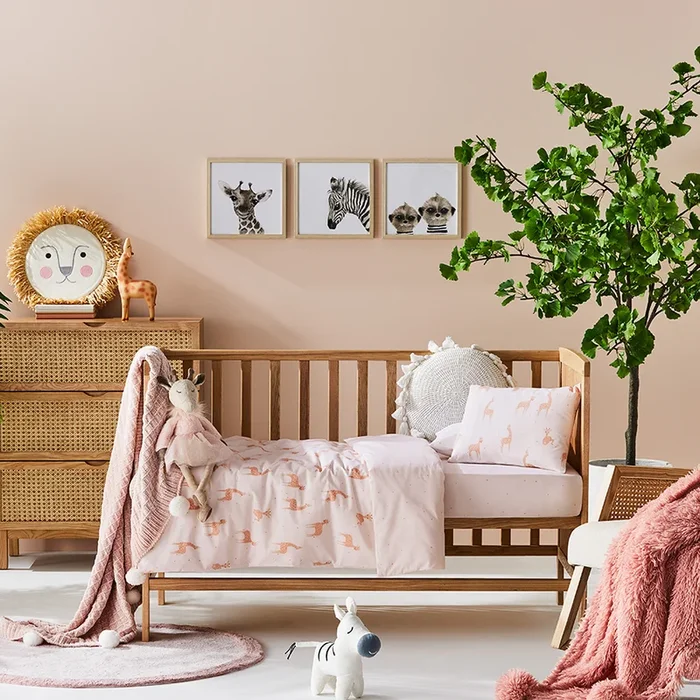 Baby Animal Cotton Giraffe Cot Quilt Cover Set