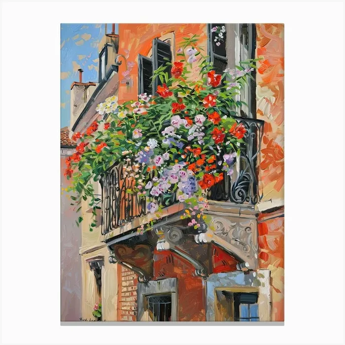 Balcony Painting In London 2 Canvas Print by Urban Vistas