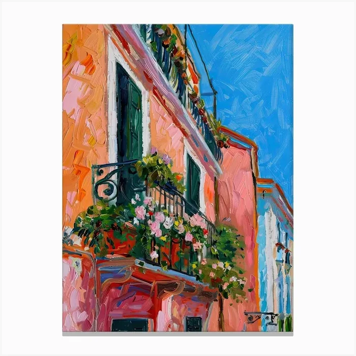Balcony Painting In Salerno 4 Canvas Print by Urban Vistas
