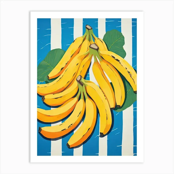 Bananas Fruit Summer Illustration 4 Art Print by Dreamy Seasons Art