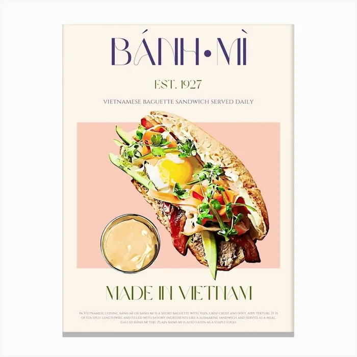 Banh Mi Mid Century Canvas Print by KOKR Prints
