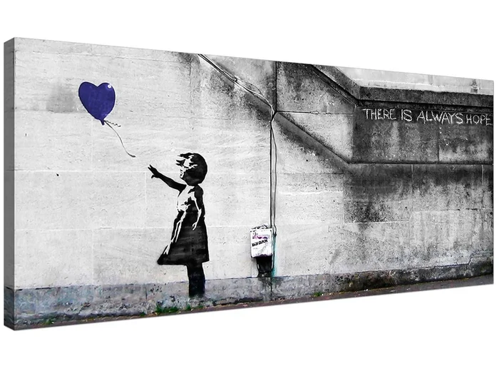 Banksy Balloon Girl Blue Heart Hope Canvas