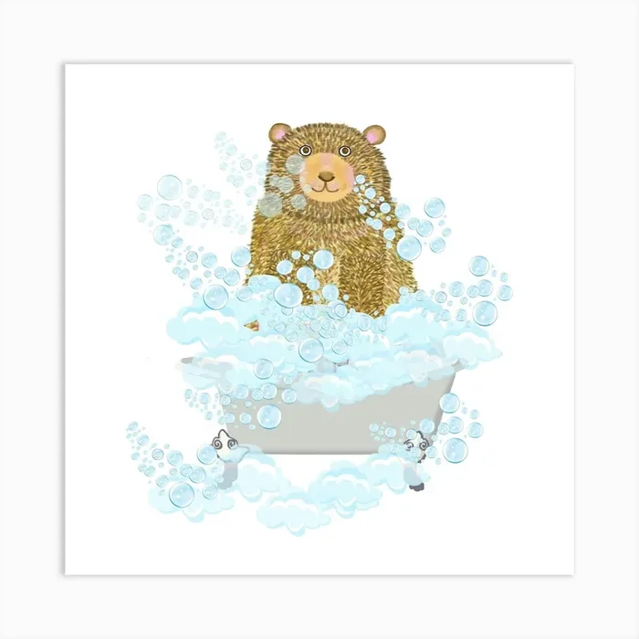 Bear in the Tub Art Print by Lynnda Rakos