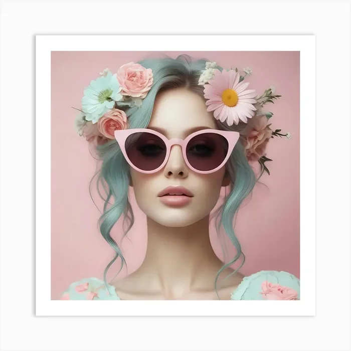 Beautiful Woman In Pink Sunglasses Art Print by Kate & Olive