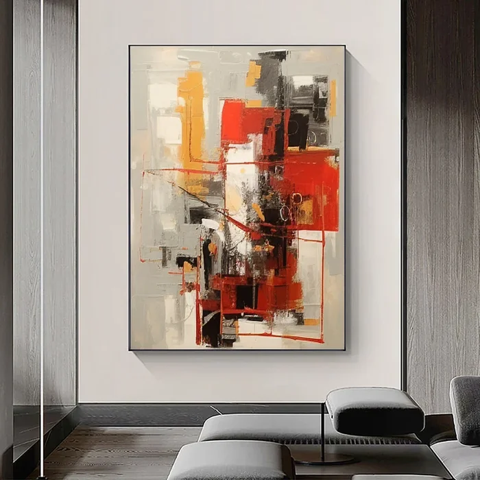 Beige & Brown Abstract Painting #LL 014