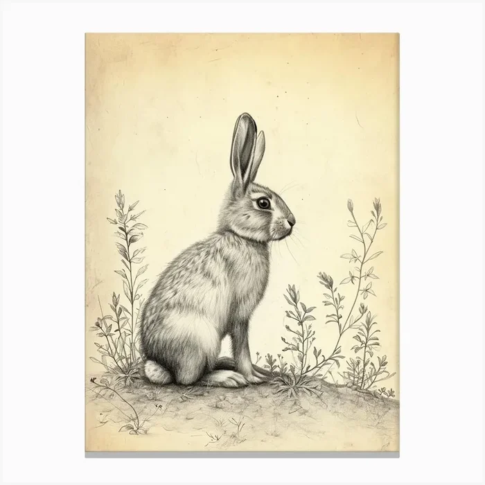 Belgian Hare Drawing 4 Canvas Print by Ritual Art Prints