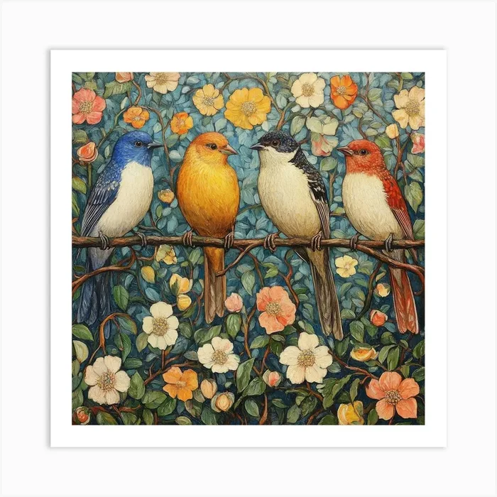 Birds On A Branch Art 7 Art PrintS by Saiful
