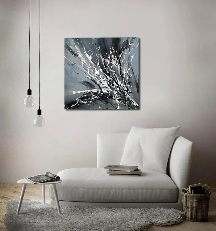Black White Painting On Canvas Original Artwork For Sale, Modern Interior Decor – Unreal Beauty 2