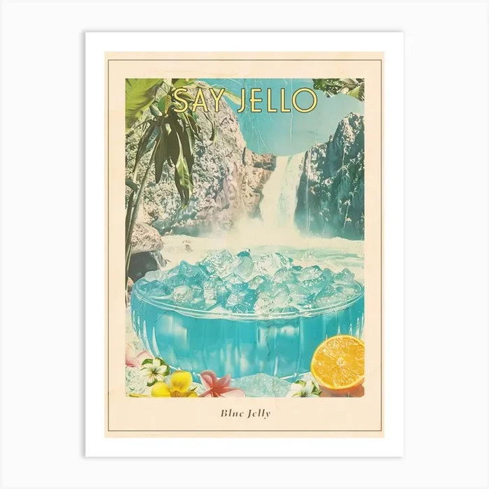 Blue Jelly Retro Space Collage 1 Poster Art Print by Bubblegum Kitsch