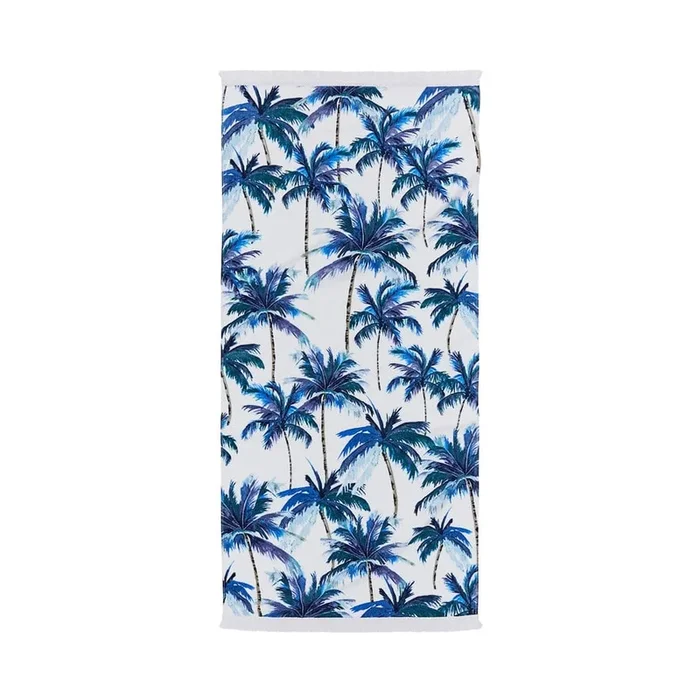 Blue Palms Standard Velour Beach Towel
