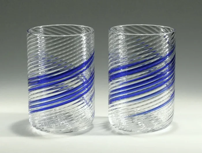 Blue Stripe Big Glasses – Set of Two
