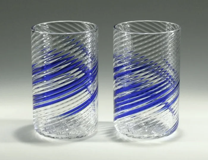 Blue Stripe Tumblers – Set of Two
