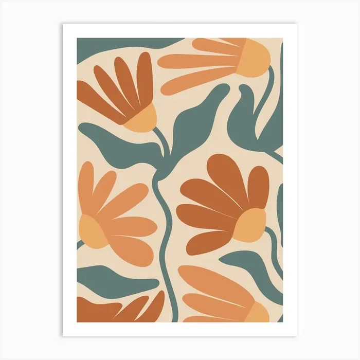 Boho Warm colors flowers Art Print by Palmito