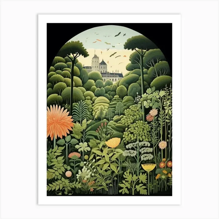 Botanischer Garten Mnchen Nymphenburg Germany Henri Rousseau Style 2 Art PrintGO by Gardens of the World Art Prints & Posters