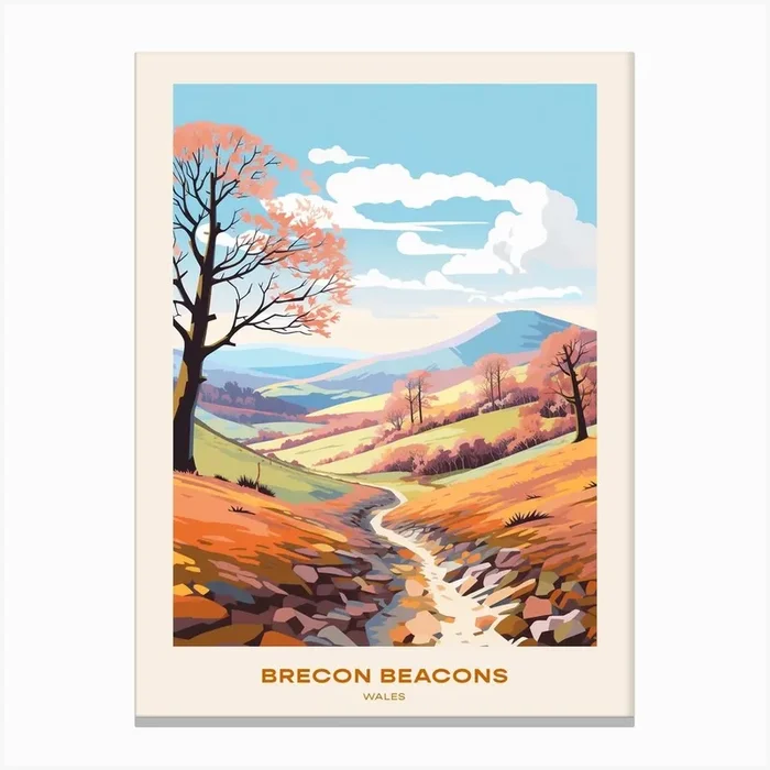 Brecon Beacons National Park Wales 2 Hike Poster Canvas Print by WanderWall Prints