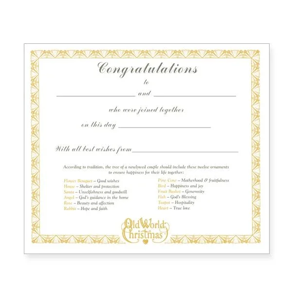 Bride’s Collection Certificate