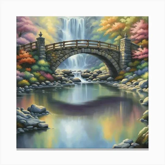 bridge and waterfall Canvas PrintC by CardinalBiggles